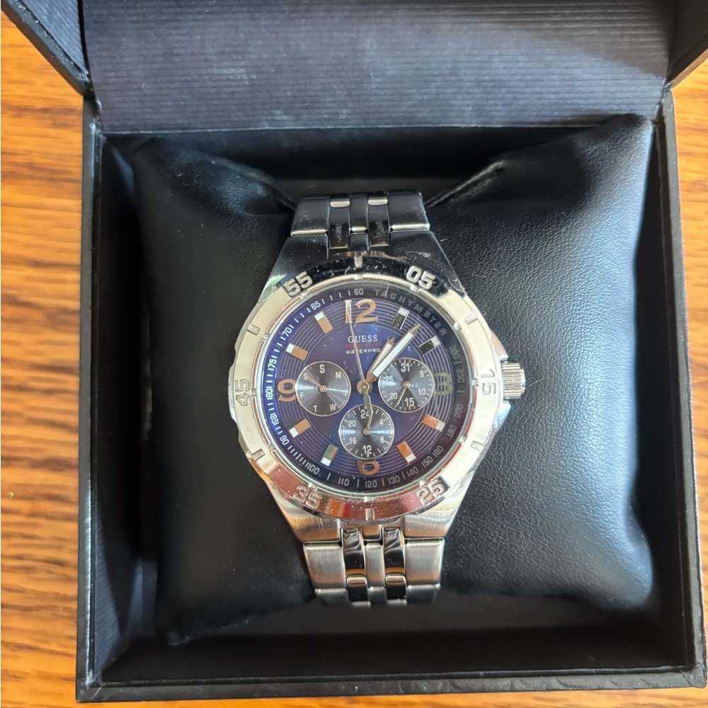 Guess Chronograph Watch with Silver Band and Black Dial - Picture 2 of 5